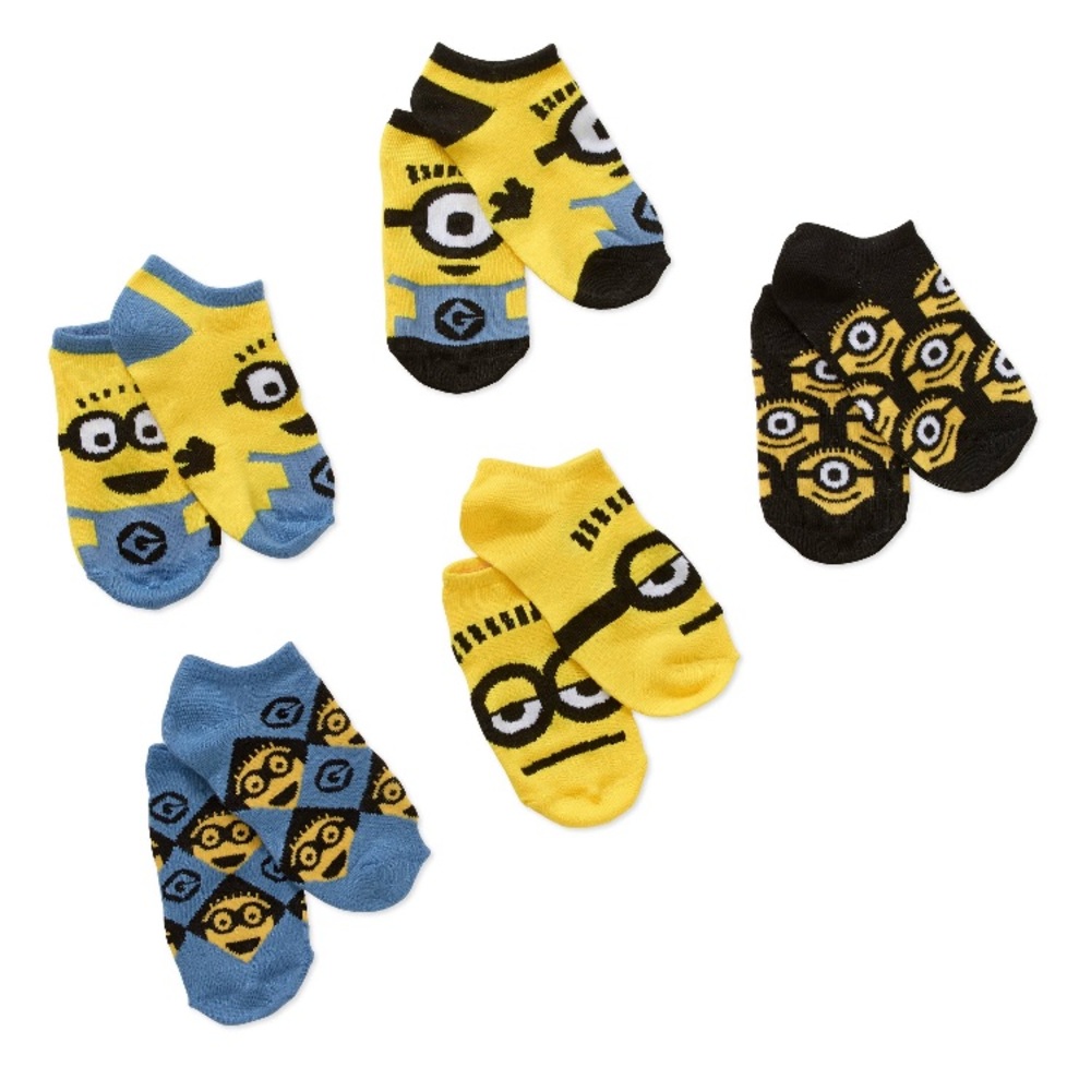 Minions no-show socks 5 pr sz 4-7 1/2 E24 E41 E42